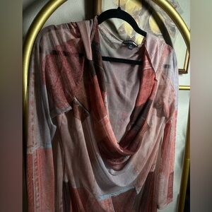 Sheer Cowl Neck Dress